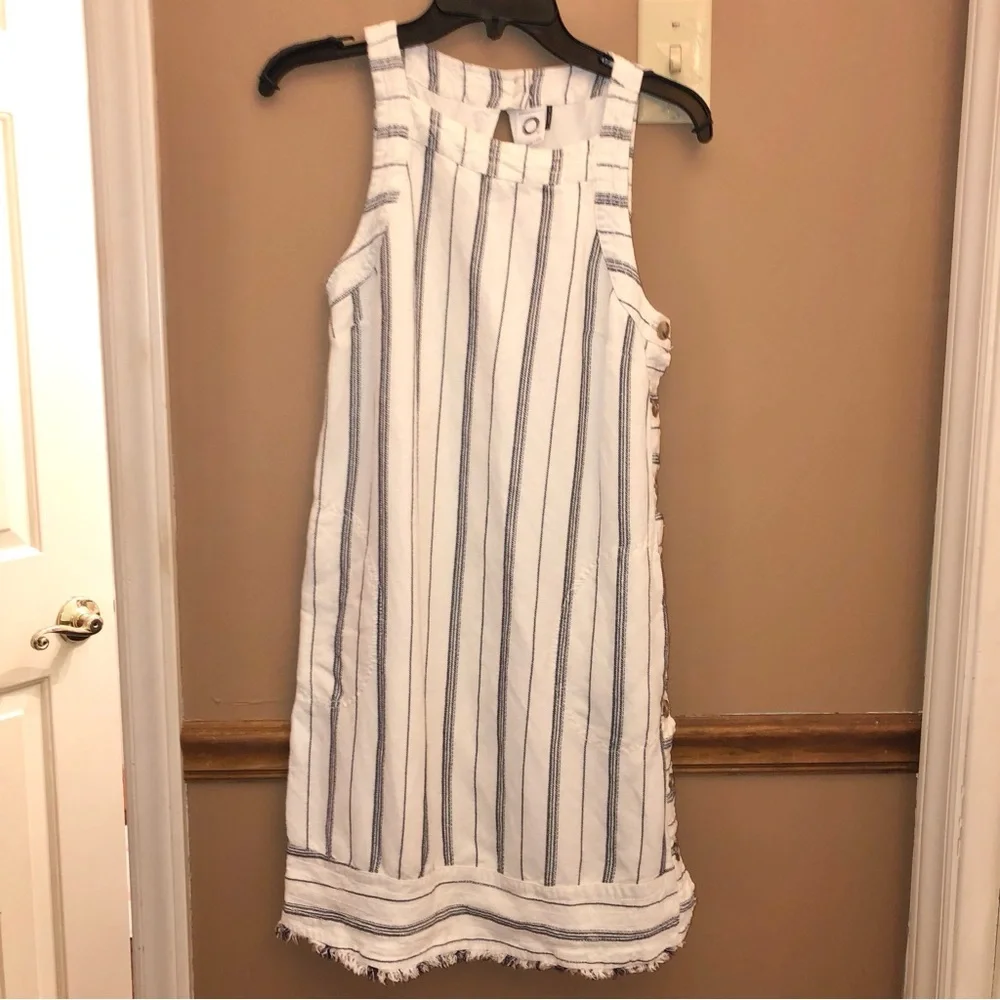 Anthropologie Akemi & Kin Claudia Sleeveless‎ Striped Linen Dress White 0